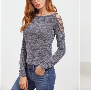 Heather Open Shoulder Long Sleeve